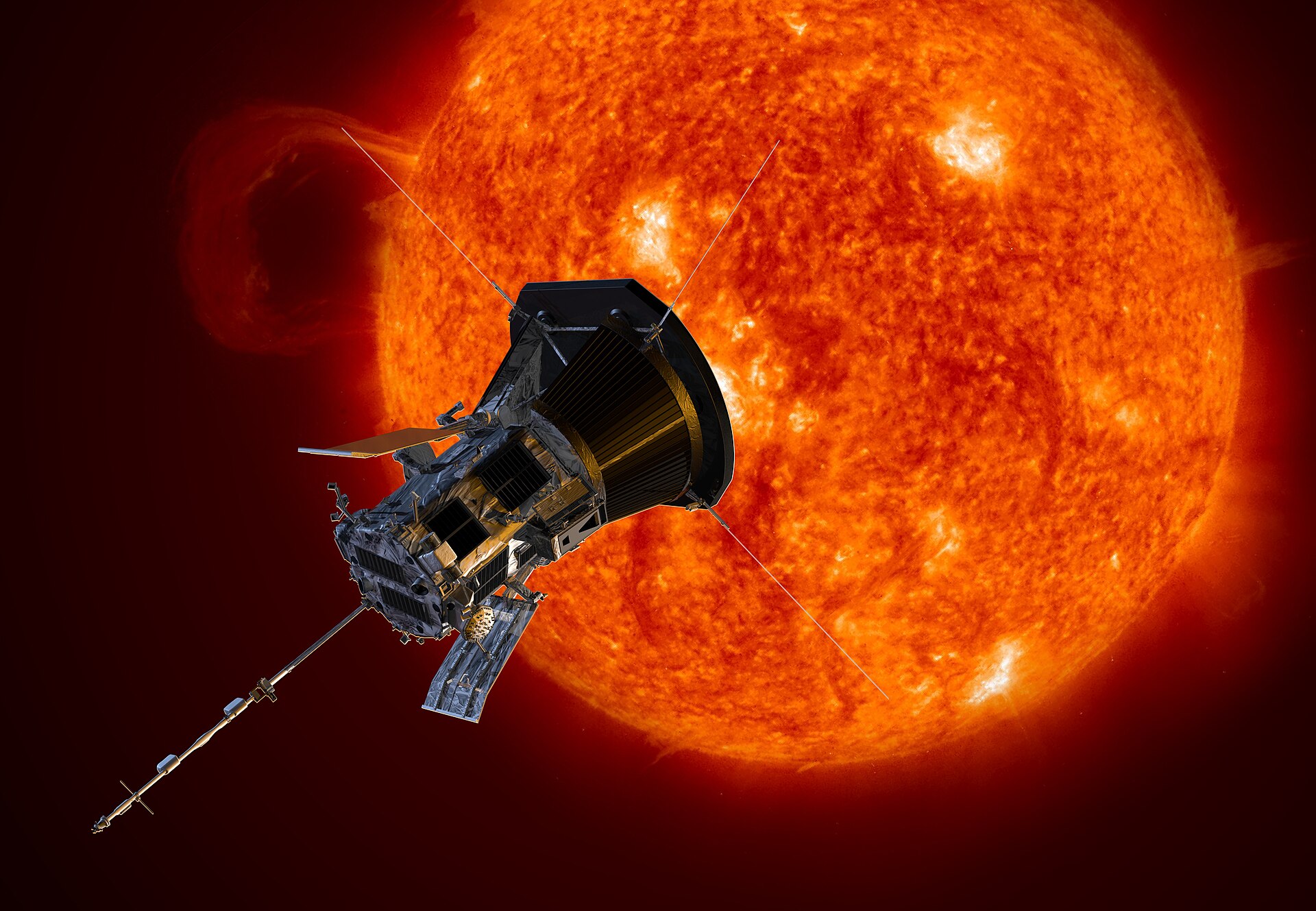 הדמיית NASA של Parker Solar Probe המתקרבת לשמש